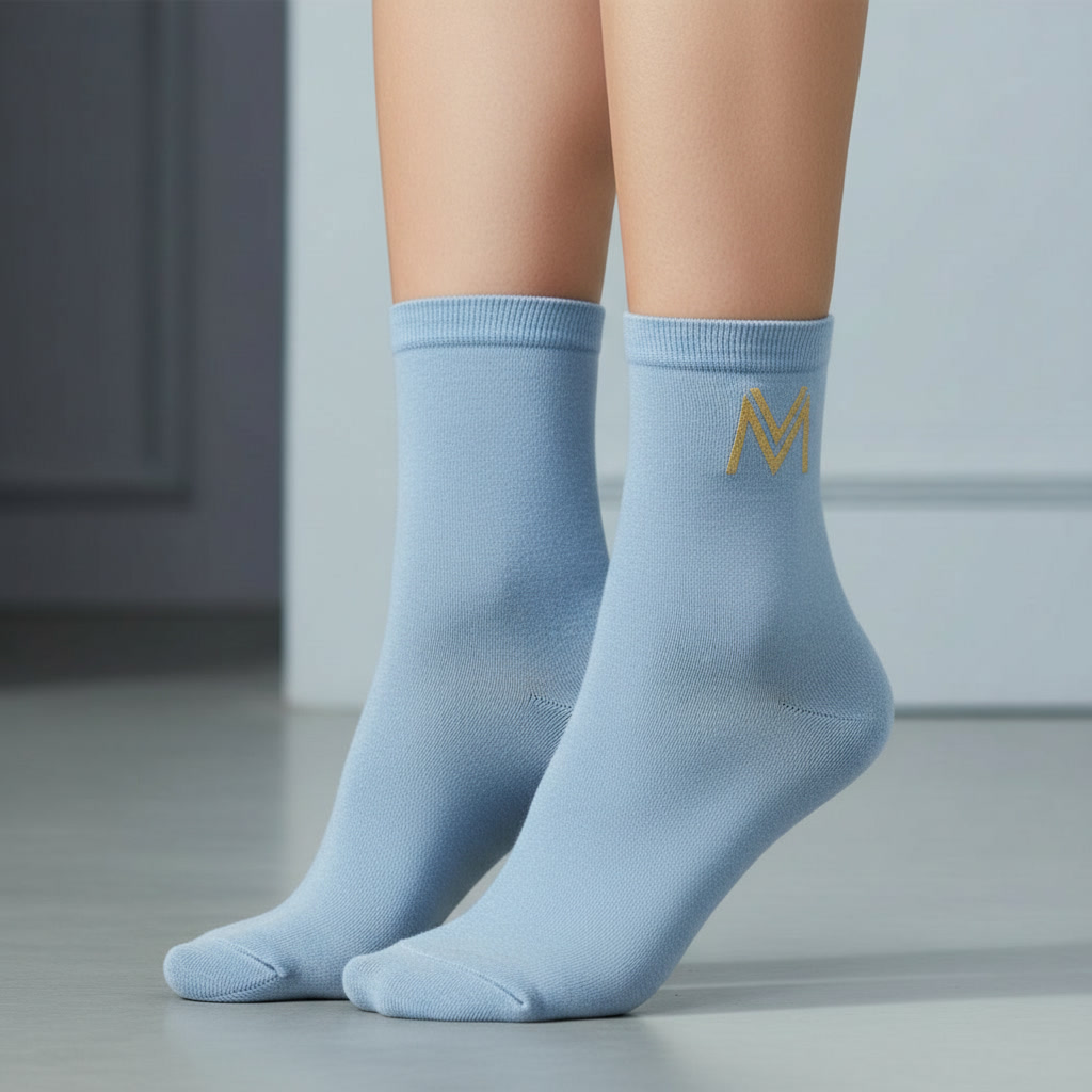 Maison Velour Socks Light Blue