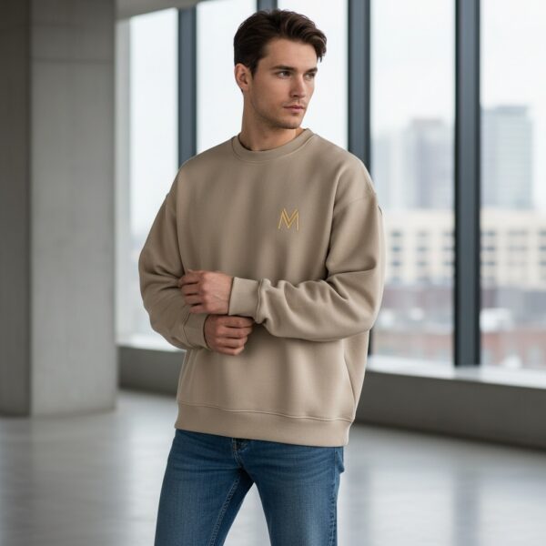 Men Crewneck Sweatshirt Beige