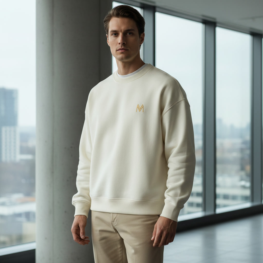 Men Crewneck Sweatshirt Cream