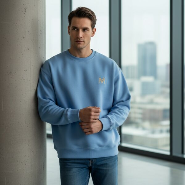 Men Crewneck Sweatshirt Light Blue