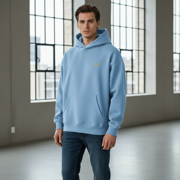 Men Premium Heavy Hoodie Light Blue