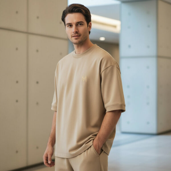 Men Premium Oversize T-Shirt Beige