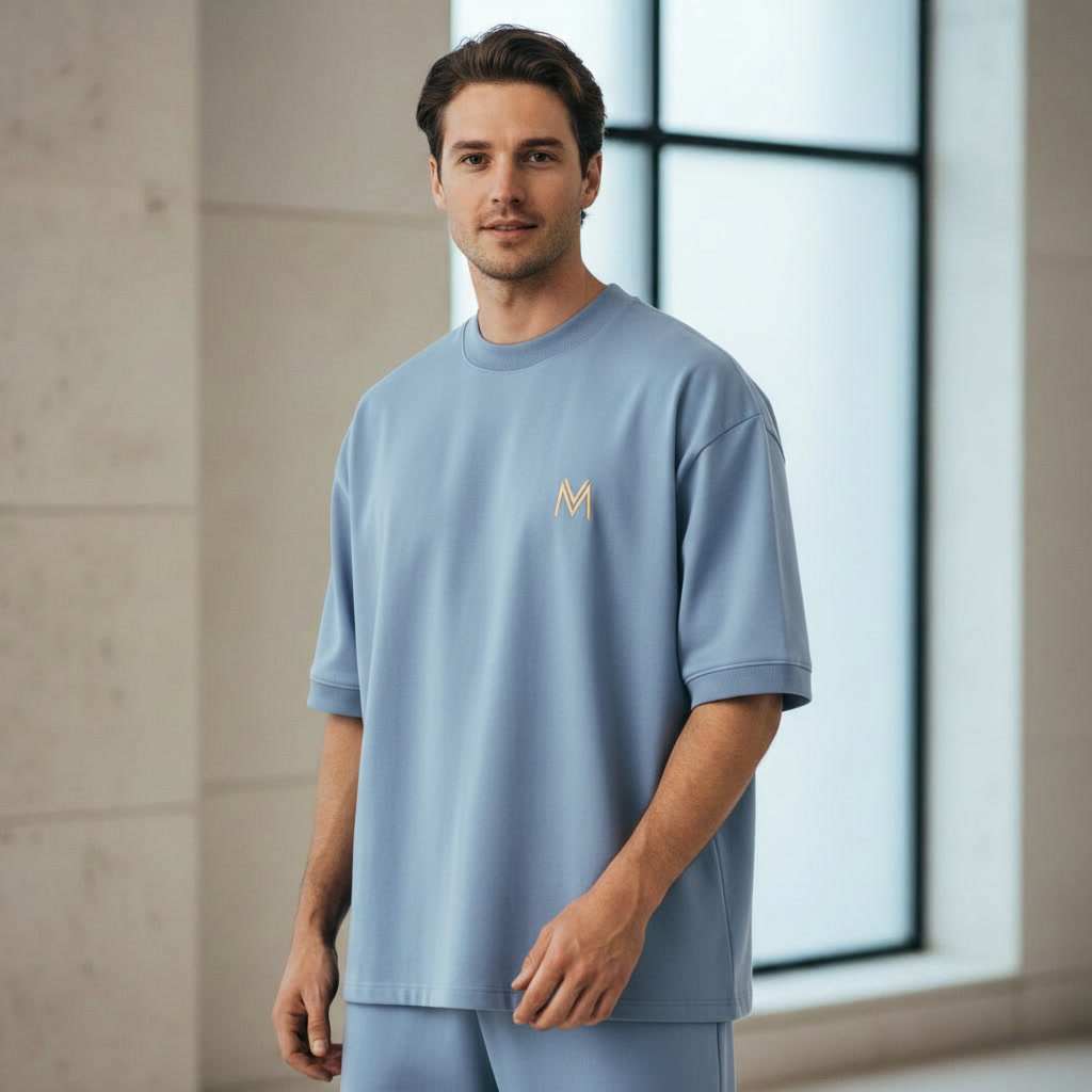 Men Premium Oversize T-Shirt Light Blue