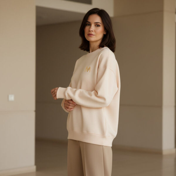 Women Crewneck Sweatshirt Cream