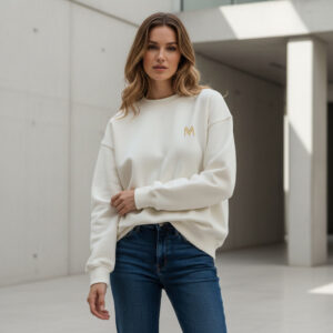 Maison Velour Women Crewneck Sweatshirt Off White