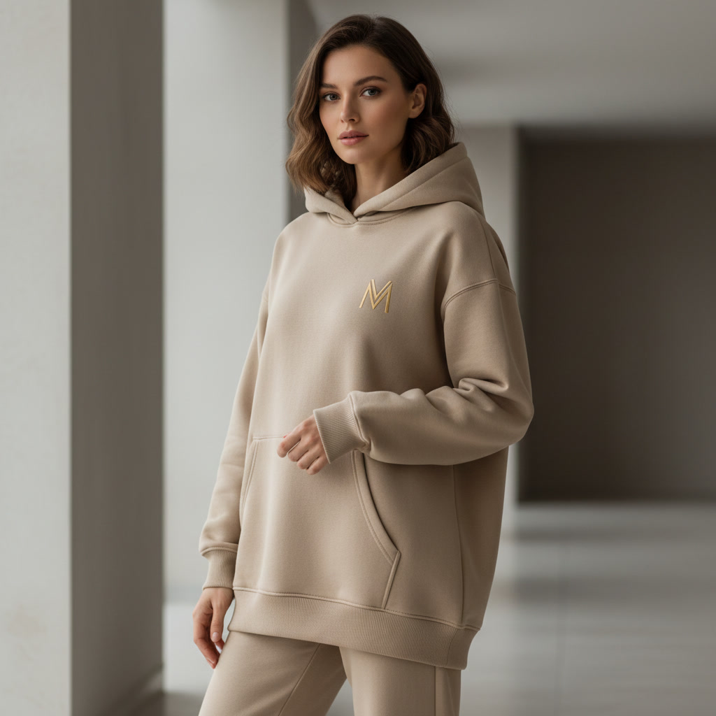 Maison Velour Women Heavy Hoodie Beige