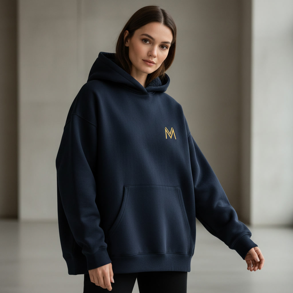 Maison Velour Women Heavy Hoodie Navy