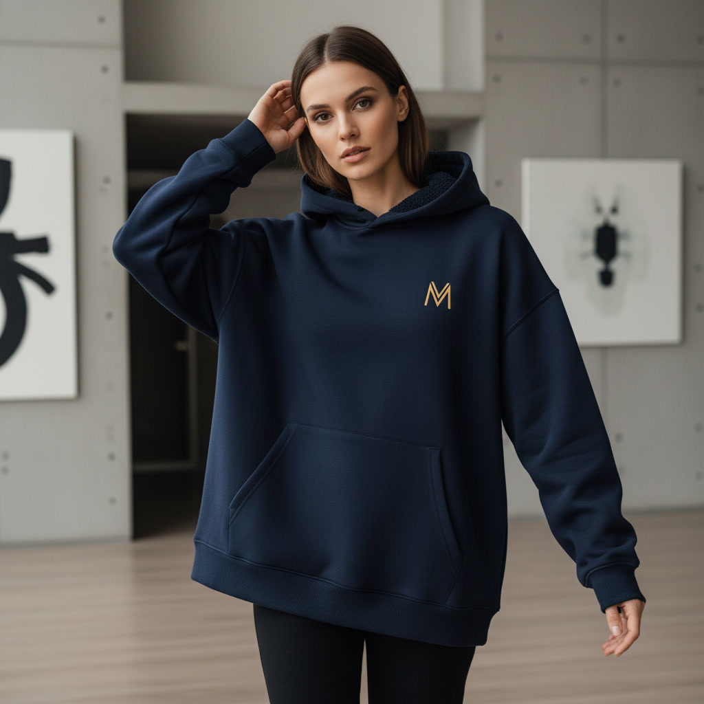 Maison Velour Women Heavy Hoodie Navy