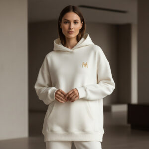 Maison Velour Women Heavy Hoodie Off White