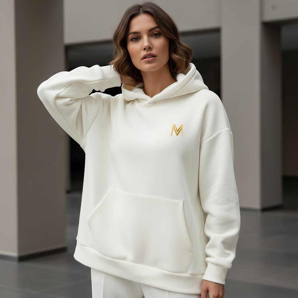 Maison Velour Women Heavy Hoodie Off White