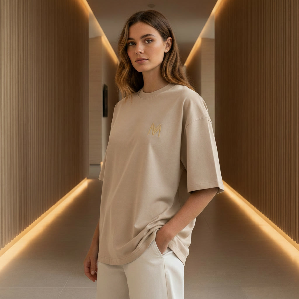 Maison Velour Women Oversize T-Shirt Beige