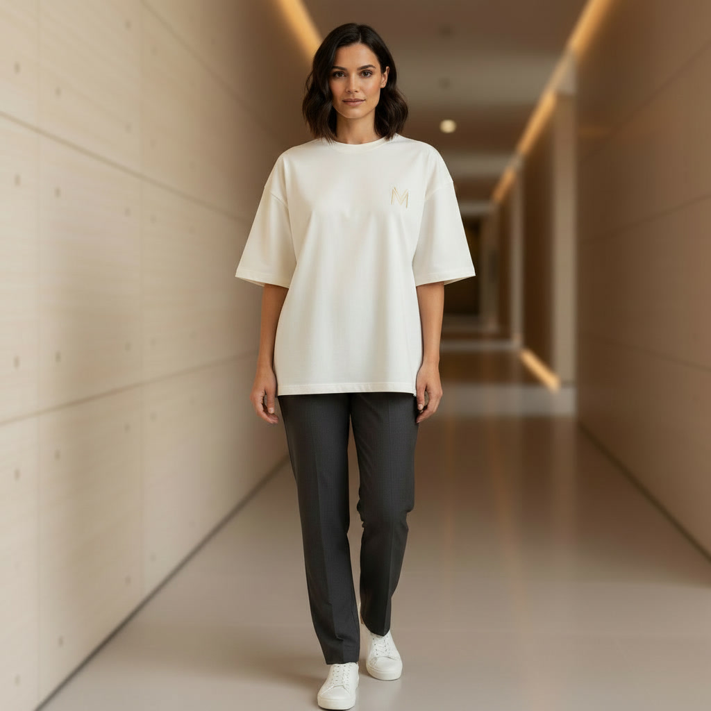 Maison Velour Women Oversize T-Shirt Off White